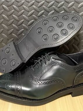 Allen Edmonds Strandmok Cap Toe Oxfords Dainite Sole Black Green Mens Size 7.5